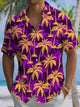 Alohadaddy® Hawaii Palm Tree Art Print Chest Pocket Mens Short Sleeve Shirt Big & Tall