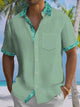 Alohadaddy® Casual Contrast Floral Art Print Chest Pocket Mens Short Sleeve Shirt Big & Tall