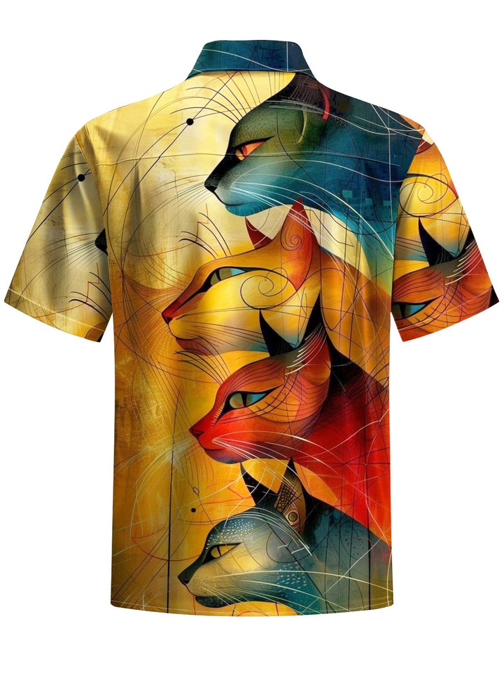 Alohadaddy® Vintage Cat Art Print Moisture Wicking Men&