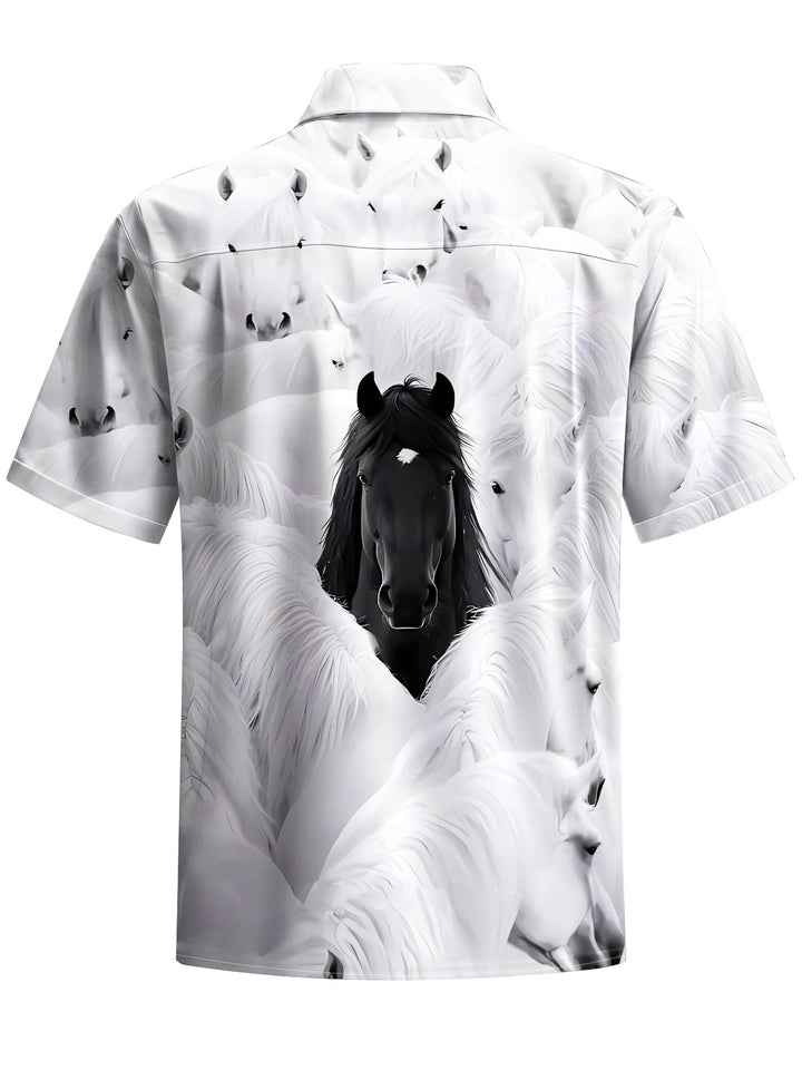 Alohadaddy® Casual Horse Art Print Moisture Wicking Men&