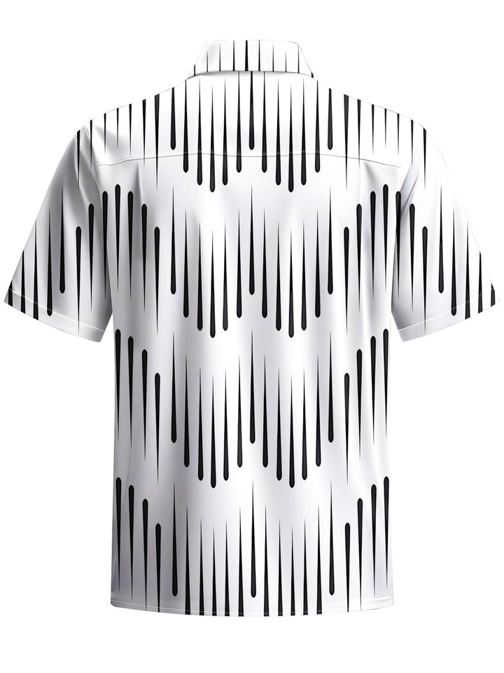 Alohadaddy® Casual Stripe Art Print Chest Pocket Men&