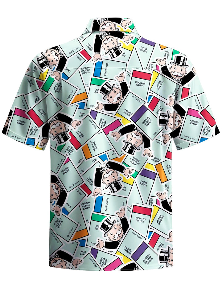 Alohadaddy® Retro Casual Geometric Cartoon Print Art Chest Pocket Men&