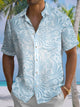 Alohadaddy® Men's Casual Leaf Art Print Moisture-Wicking Chest Pocket Short Sleeve Shirt Big & Tall