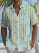 Alohadaddy® Casual Stripe Art Print Chest Pocket Men's Short Sleeve Shirt Big & Tall