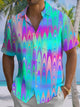 Alohadaddy® Casual Abstract Texture Art Print Chest Pocket Men's Short Sleeve Shirt Big & Tall