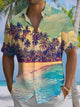 Alohadaddy® Hawaiian Beach Vacation Art Print Chest Pocket Men's Short Sleeve Shirt Big & Tall