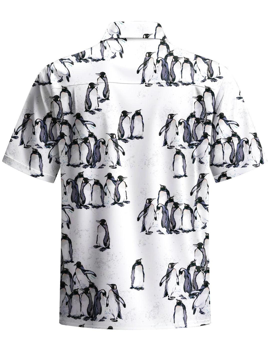 Alohadaddy® Casual Penguin Art Print Chest Pocket Stretch Men&