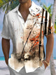 Alohadaddy® Casual Bamboo Ink Painting Print Art Pocket Men's Stretch Short Sleeve Shirt Big & Tall