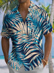 Alohadaddy® Hawaiian Palm Leaf Art Print Pockets Stretch Men's Short Sleeve Shirt Big & Tall