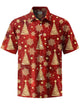 Alohadaddy® Christmas Snowflake Fir Art Print Pocket Stretch Men's Short Sleeve Shirt Big & Tall
