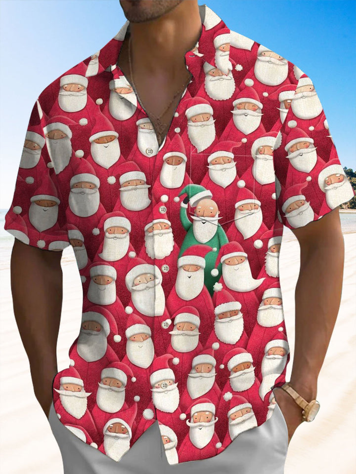Alohadaddy® Christmas Santa Claus Arrangement Print Art Pocket Stretch Men&