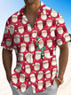 Alohadaddy® Christmas Santa Claus Arrangement Print Art Pocket Stretch Men's Short Sleeve Shirt Big & Tall