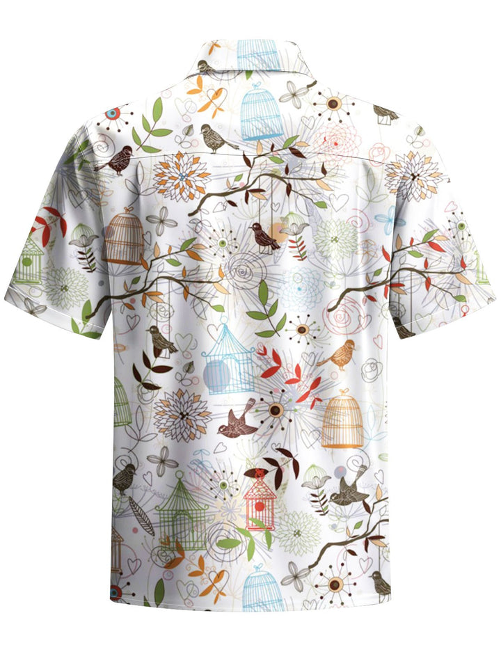 Alohadaddy® Casual Bird Art Print Stretch Pocket Men&