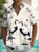 Alohadaddy® Casual Bamboo Crane Art Print Chest Pocket Men's Short Sleeve Shirt Big & Tall