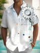 Alohadaddy® Casual Geometric Gear Art Print Chest Pocket Men's Short Sleeve Shirt Big & Tall