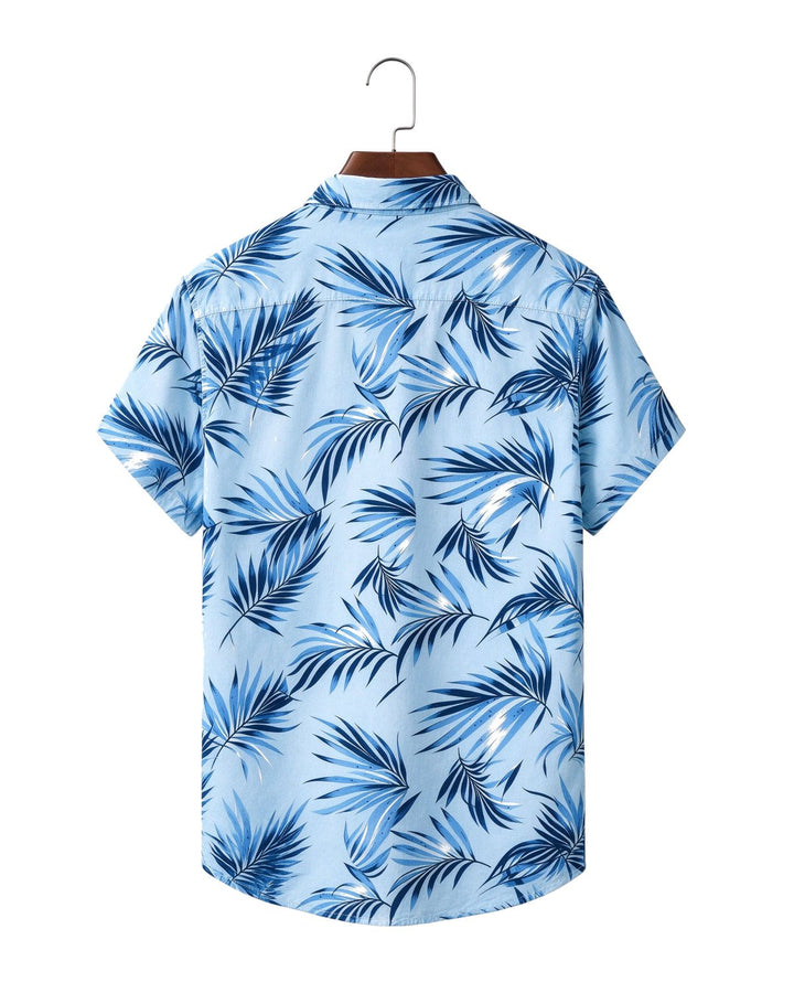 Alohadaddy®Blue Casual Plant Shirts &amp; Tops