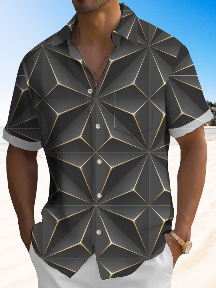 Alohadaddy Vintage 3D Gradient Geometric Casual Shirt