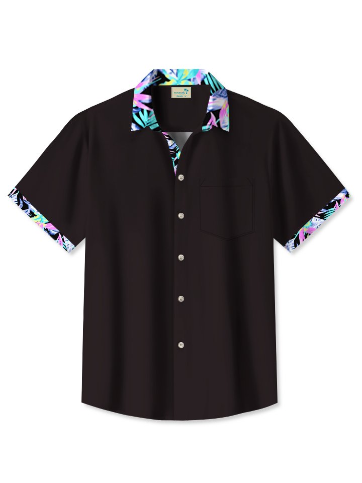 Alohadaddy Holiday Basics Solid Color Hawaiian Floral Patchwork Shirt