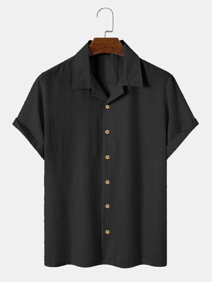 Camisas casuales antiarrugas de seersucker lisas para hombre, blusas básicas multicolor