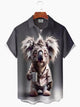 Alohadaddy Hawaii Vacation Koala Print Art Pocket Button Short Sleeve Stretch Large Size Men's Casual Shirt
