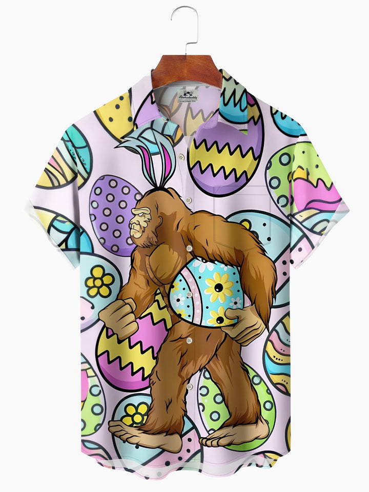 Alohadaddy Hawaii Resort Style Easter Walking Bigfoot Pocket Button Stretch Large Size Men&