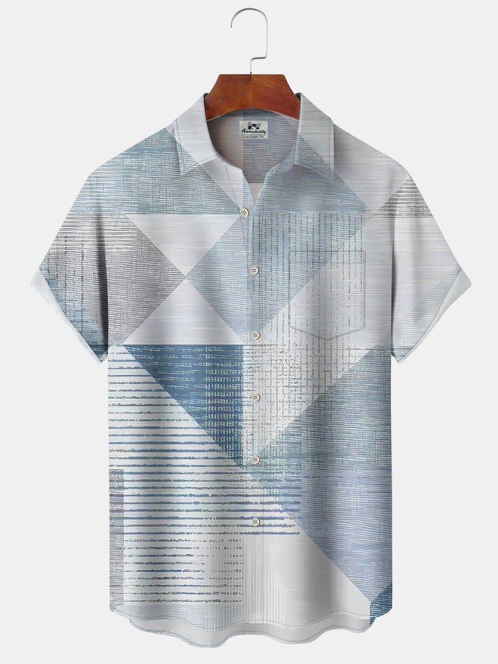 Alohadaddy Hawaiian Casual Geometric Pattern Pockets Buttons Stretch Large Size Men&