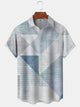 Alohadaddy Hawaiian Casual Geometric Pattern Pockets Buttons Stretch Large Size Men's Shirt