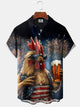 Alohadaddy Independence Rooster Beer Print Art Pocket Button Elastic Large Size Shirt