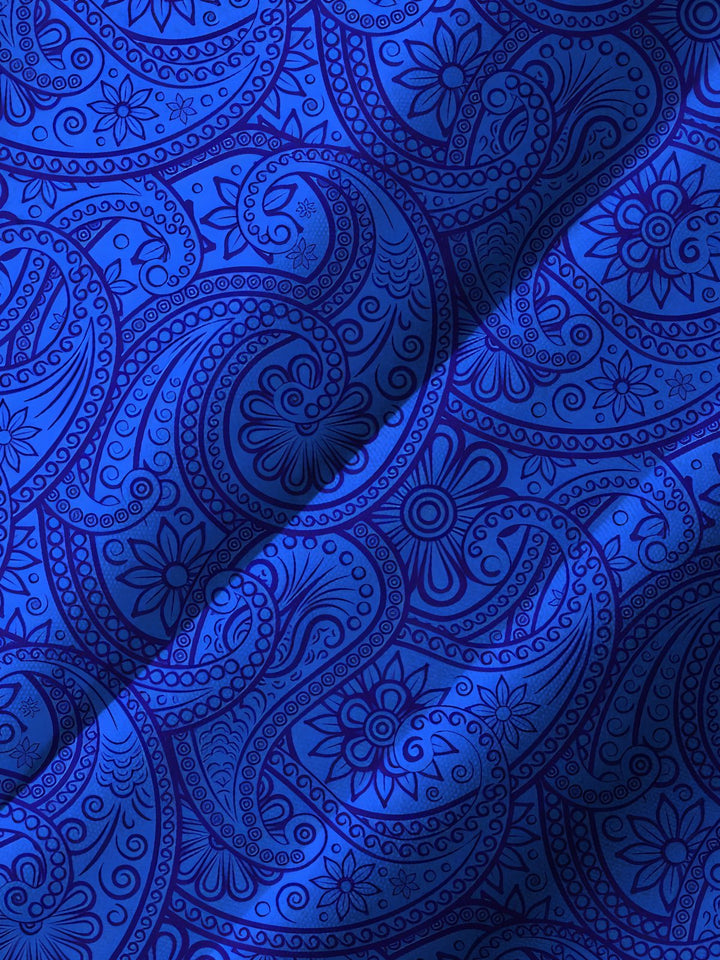 Alohadaddy® Casual Paisley Art Print Chest Pocket Stretch Oversized Hawaiian Shirt