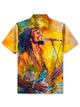 Alohadaddy® Hawaiian Rock Character Print Button Large Size Short Sleeve Polo Shirt