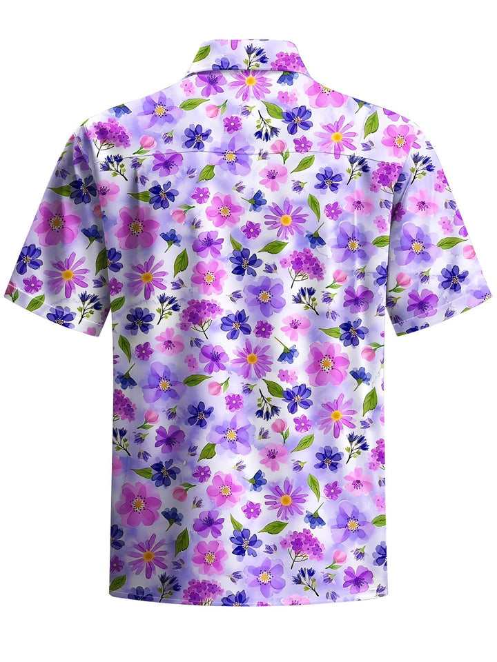 Alohadaddy® Casual Floral Print Chest Pocket Men&