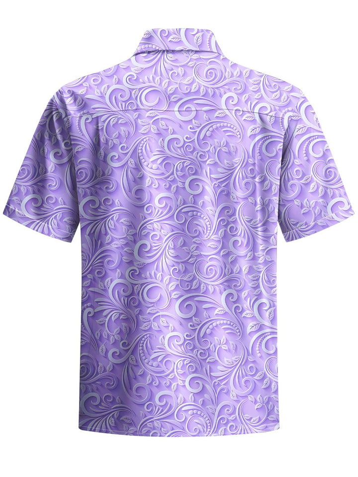 Alohadaddy® Casual Embossed Floral Print Chest Pocket Men&