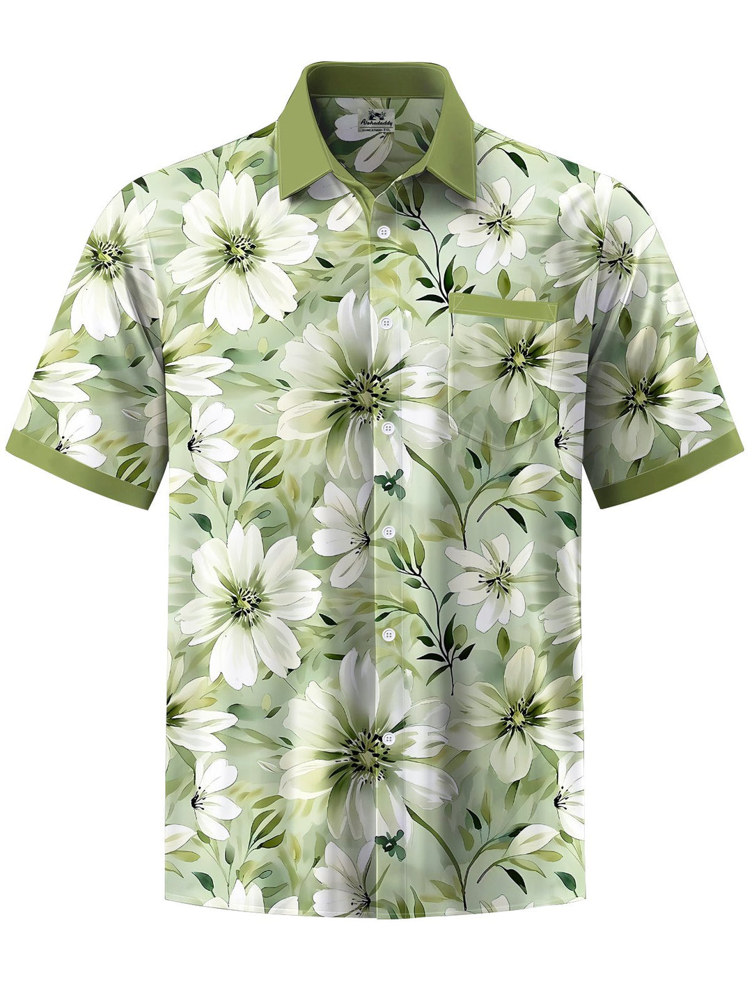 Alohadaddy® Hawaiian Floral Contrast Art Print Chest Pocket Men&