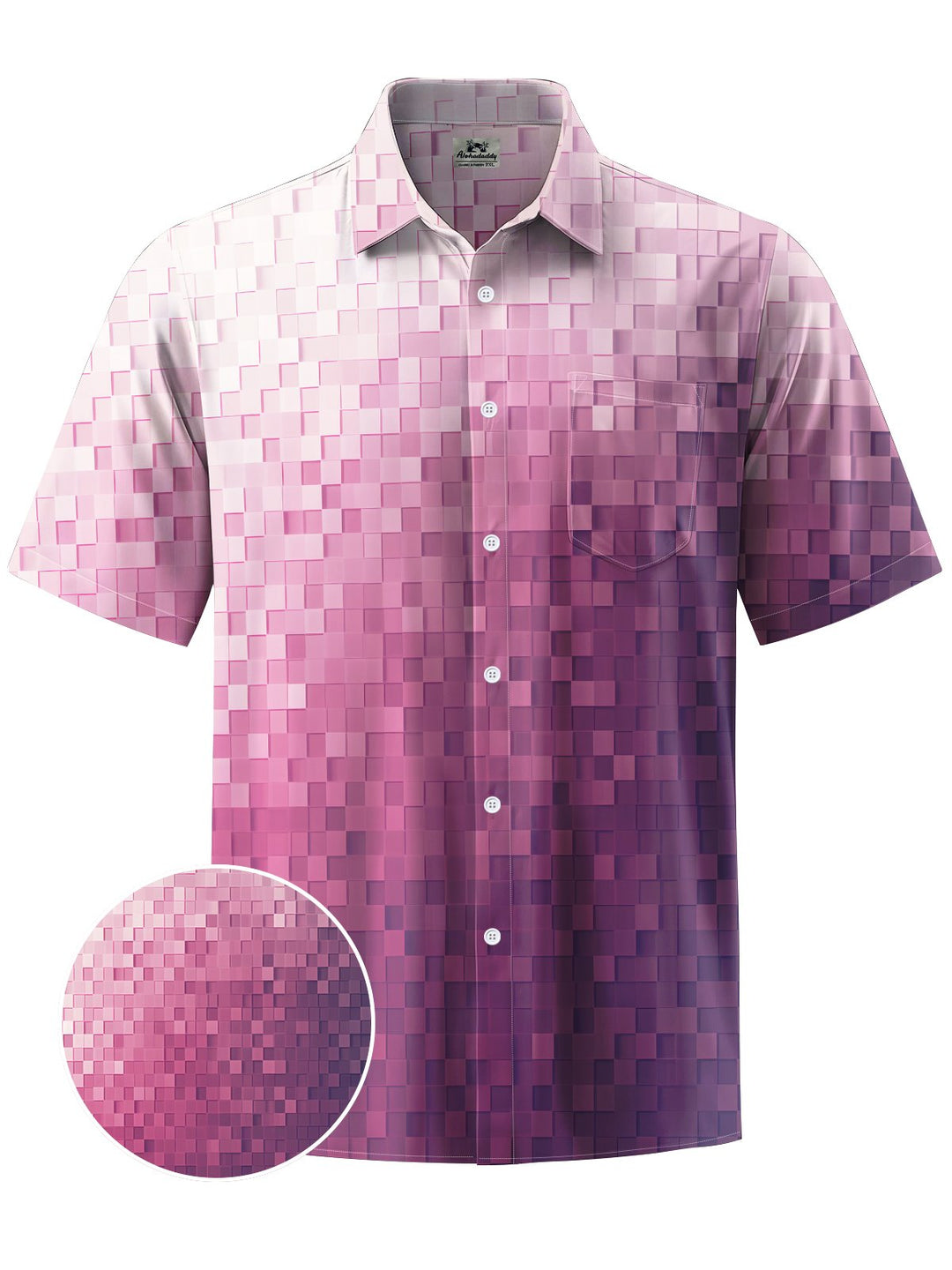 Alohadaddy® Casual Gradient Geometric Art Print Chest Pocket Men&