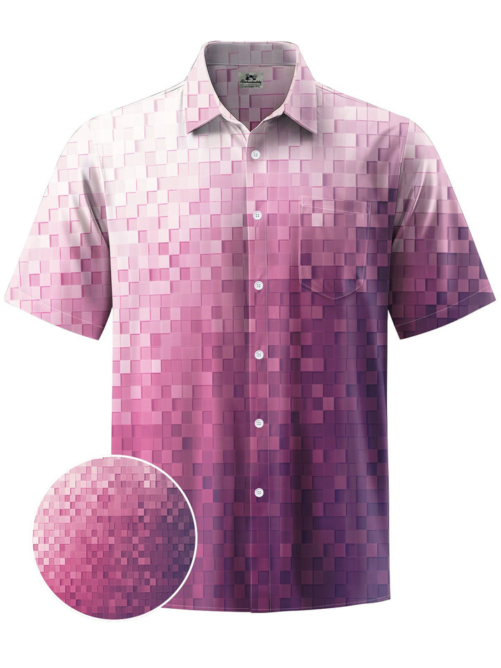 Alohadaddy® Casual Gradient Geometric Art Print Chest Pocket Men&