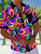 Alohadaddy® Casual Colorblock Abstract Texture Art Print Mens Short Sleeve Shirt Big & Tall