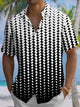 Alohadaddy® Casual Geometric Gradient Art Print Chest Pocket Men's Short Sleeve Shirt Big & Tall