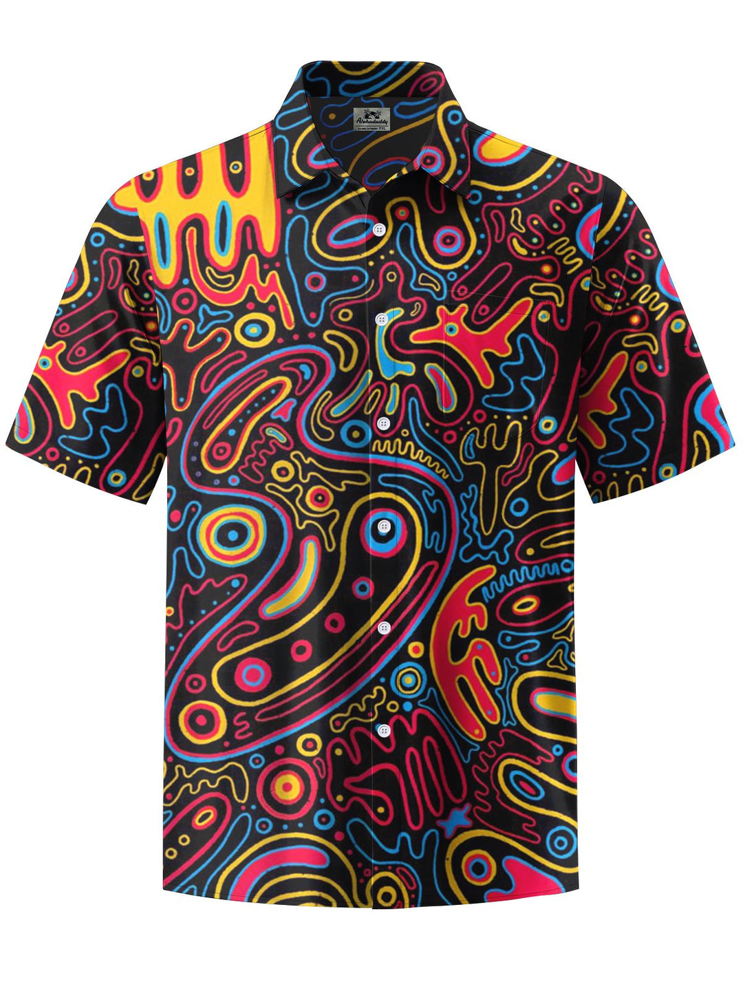 Alohadaddy® Casual Graffiti Art Print Chest Pocket Men&