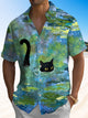 Alohadaddy® Vintage Oil Painting Cat Print Art Chest Pocket Men's Short Sleeve Shirt Big & Tall