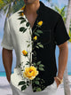 Alohadaddy® Casual Floral Contrast Art Print Chest Pocket Men's Short Sleeve Shirt Big & Tall