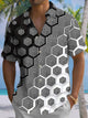 Alohadaddy® Casual Ombre Geometric Art Print Chest Pocket Men's Short Sleeve Shirt Big & Tall