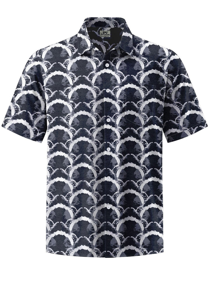 Alohadaddy® Casual Geometric Art Print Chest Pocket Men&