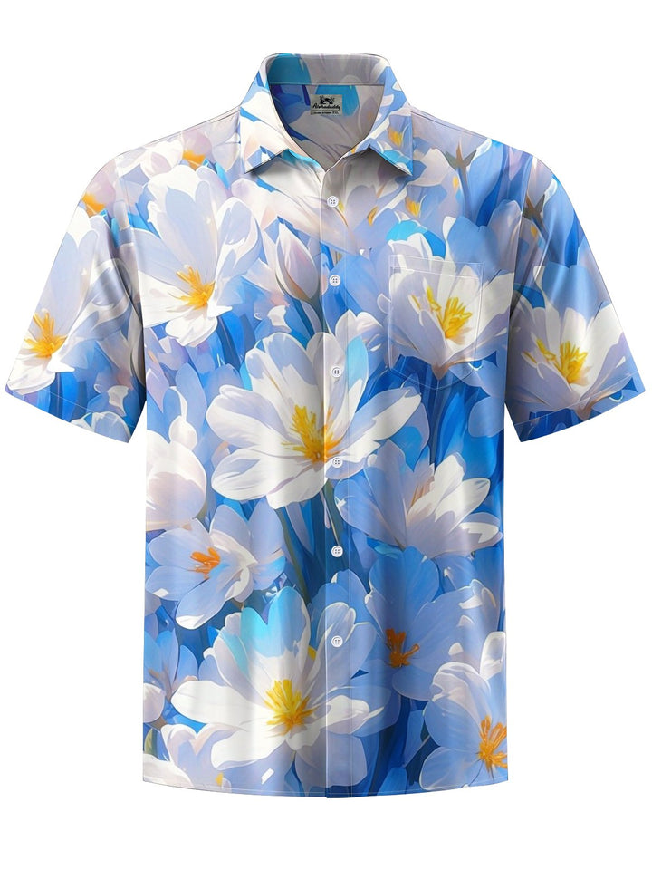 Alohadaddy® Hawaiian floral print with chest pocket for men&