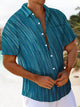 Alohadaddy® Casual Stripe Art Print Men's Short Sleeve Stretch Shirt Big & Tall
