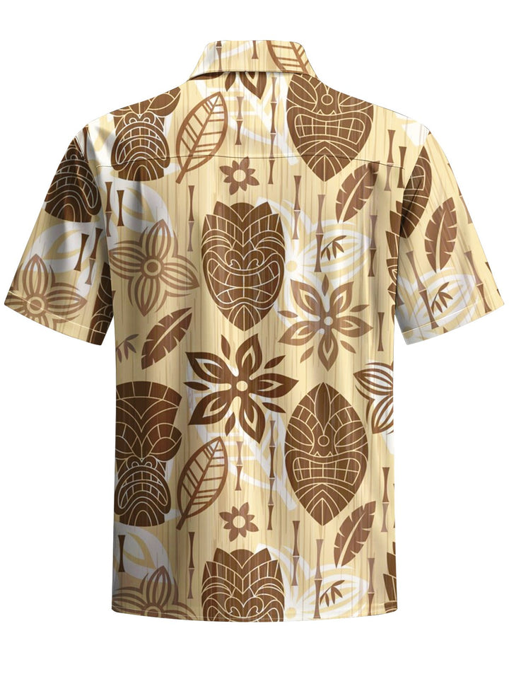 Alohadaddy® Casual Tiki Art Print Pocket Stretch Men&