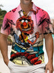 Alohadaddy® Casual Cartoon Drum Set Print Art Men's Short Sleeve Polo Shirt Big & Tall