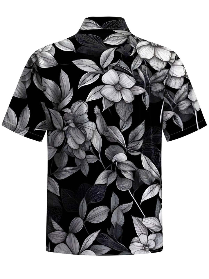 Alohadaddy® Casual Floral Art Print Chest Pocket Stretch Men&