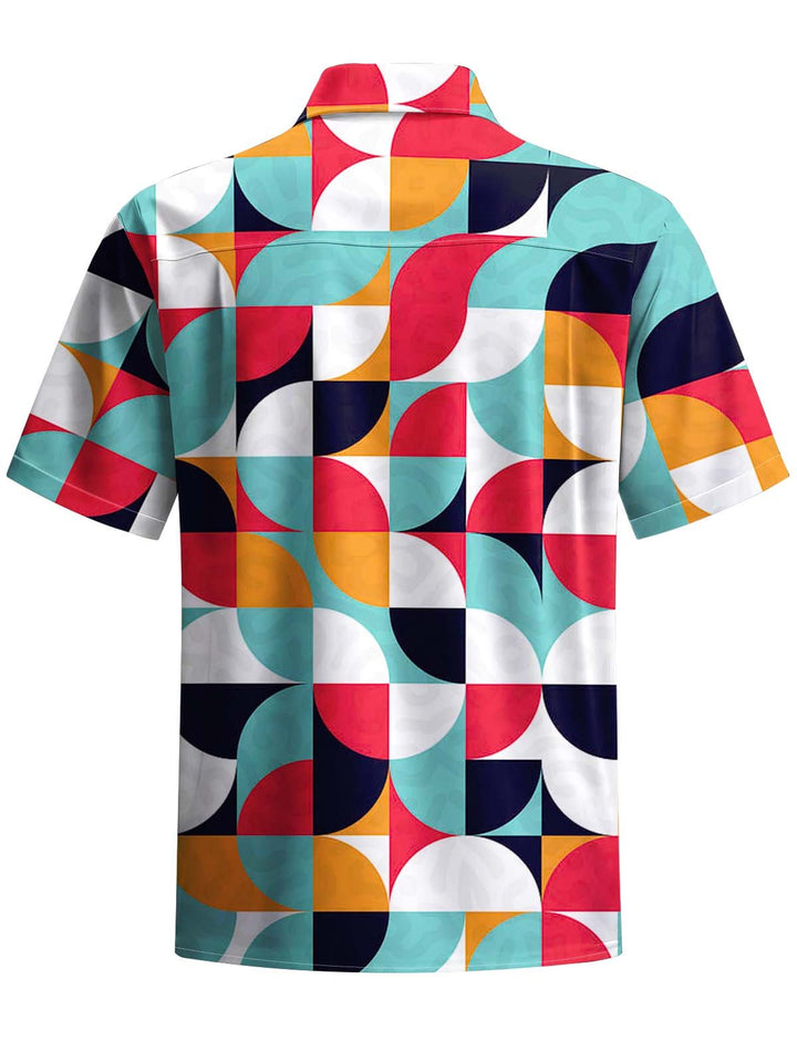 Alohadaddy® Vintage Geometric Art Print Chest Pocket Men&