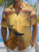 Alohadaddy® Vintage Cloud Sea Whale Print Art Pocket Stretch Men's Short Sleeve Shirt Big & Tall