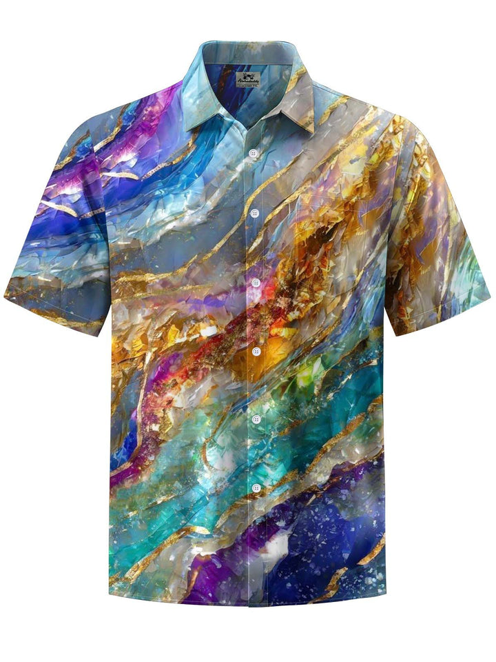 Alohadaddy® Casual Abstract Marble Print Art Pocket Stretch Men&